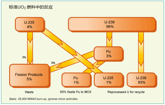 标准UO2燃料中的反应